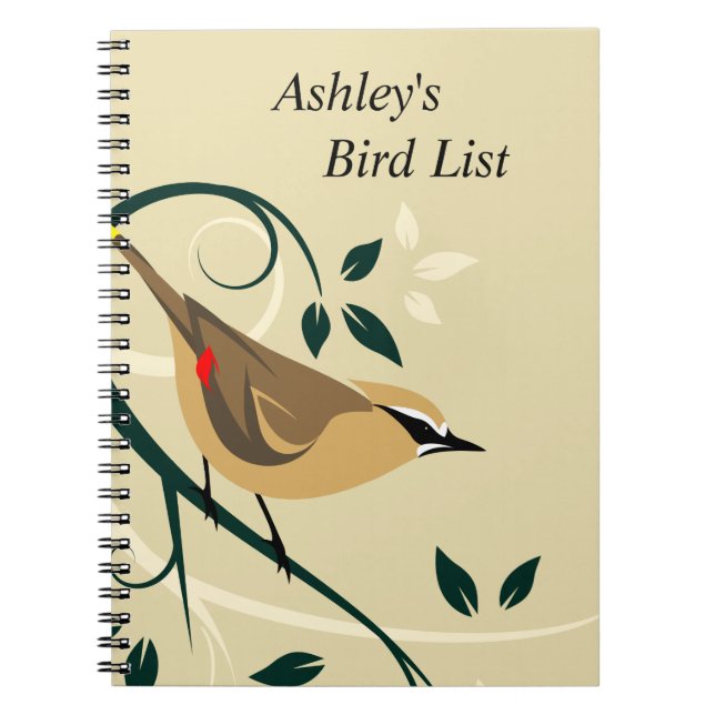 Waxwing Bird List Journal Notizblock (Vorderseite)