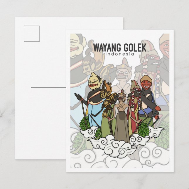 Wayang Golek West Java Indonesien Reise Postkarte (Vorne/Hinten)