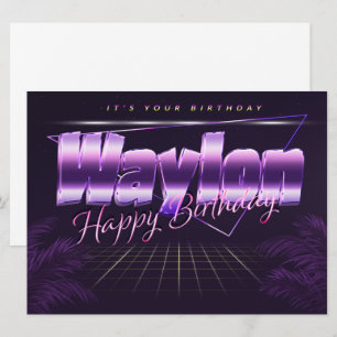 Waylon Name Vorname lila retro Karte Geburtstag