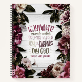 Waymaker mit violetten Blumen auf Holz Notizbuch