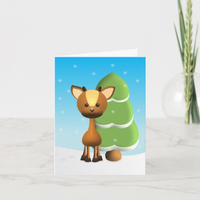 Wayne Deer im Schnee Feiertagskarte (Vorderseite)