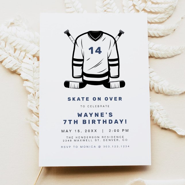 WAYNE Hockey Player Sport Themenjunge Geburtstag Einladung (Von Creator hochgeladen)