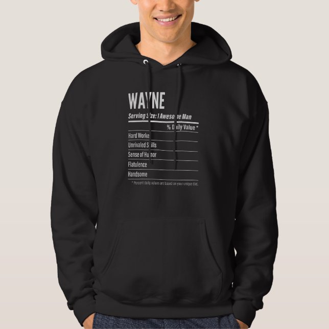 Wayne Serving Size Nutrition Label Calories Hoodie (Vorderseite)