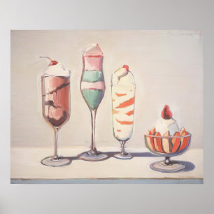 wayne thiebaud - vier sundaes poster