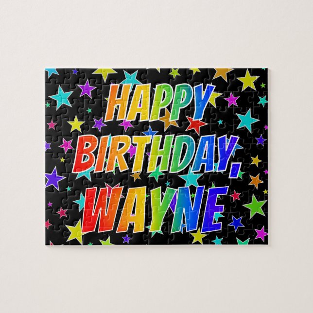 "WAYNE" Vorname, Spaß "GLÜCKLICHER GEBURTSTAG" Puzzle (Horizontal)