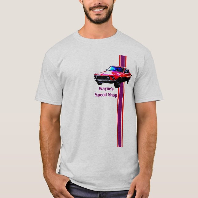 Waynes Mustang spped Geschäft T-Shirt (Vorderseite)
