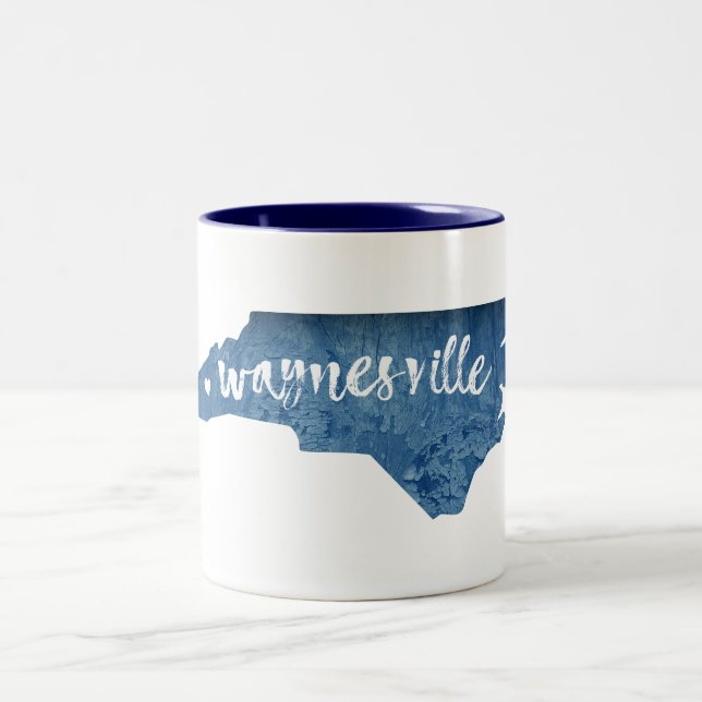 Waynesville North Carolina Wood Grain Zweifarbige Tasse (Mittel)