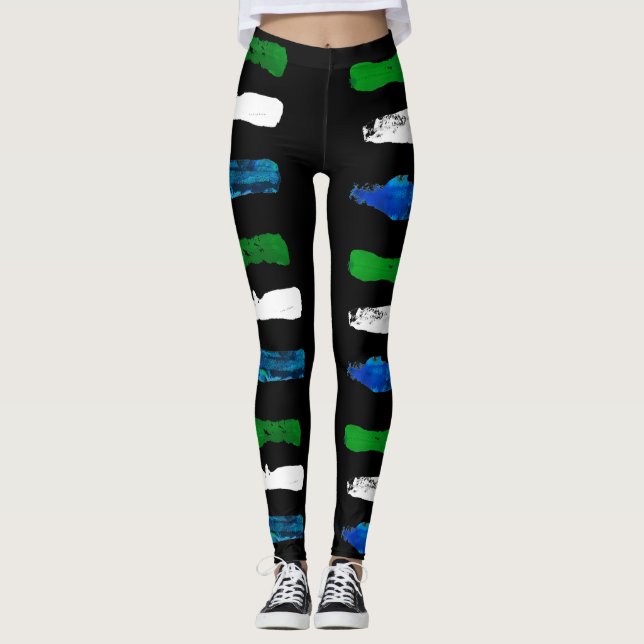 WAYout Arts Sierra Leone Flag Paint Marks Leggings (Vorderseite)