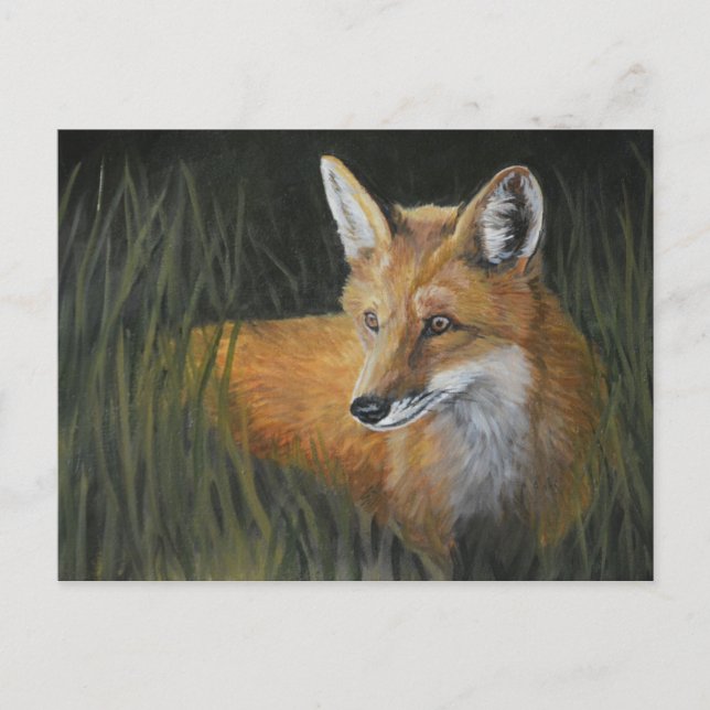 Wayward Red Fox Animal Art Postcard Postkarte (Vorderseite)