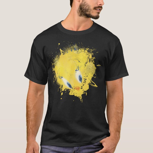 WB100 Looney Tunes Tweety Bird Paint Splat Portrai T-Shirt (Vorderseite)