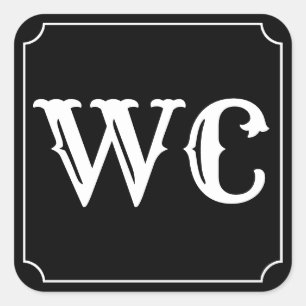 WC-Bad-Schilder Quadratischer Aufkleber