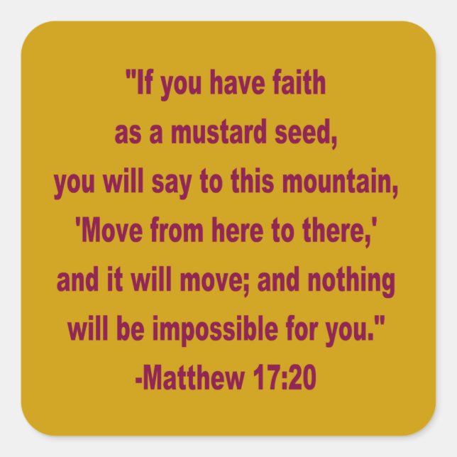 WDJS: Der Glaube als Senfkleber Quadratischer Aufkleber (Vorderseite)