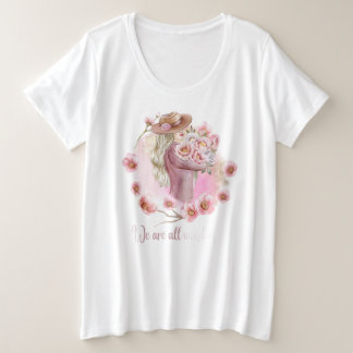 "We Are All Wonderful" Inspirational Floral Girl T Große Größe T-Shirt