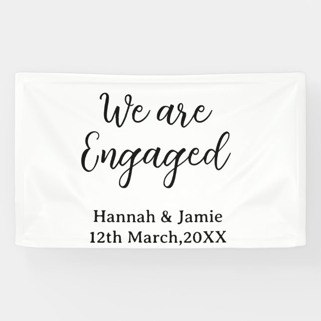 We are Engaged couple name date calligraphystylish Banner (Horizontal)