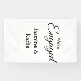 We are engaged couple name romantic stylish simple banner