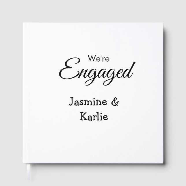 We are engaged couple name romantic stylish simple gästebuch (Vorderseite)