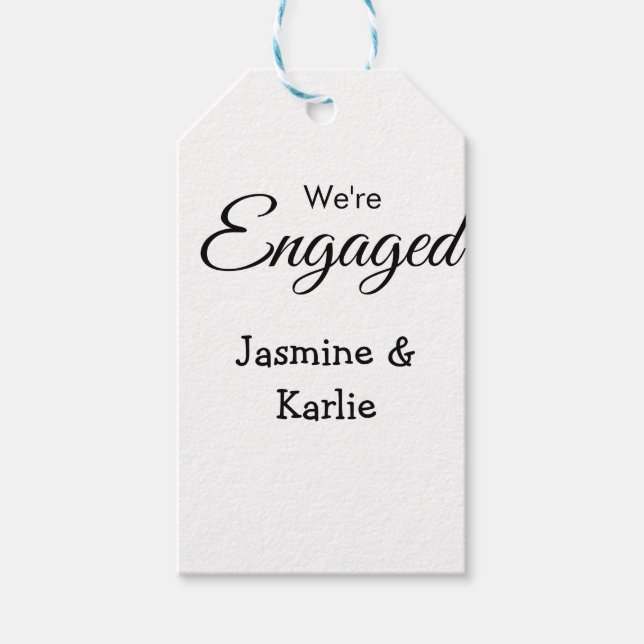 We are engaged couple name romantic stylish simple geschenkanhänger (Vorderseite)