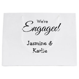 We are engaged couple name romantic stylish simple große geschenktüte