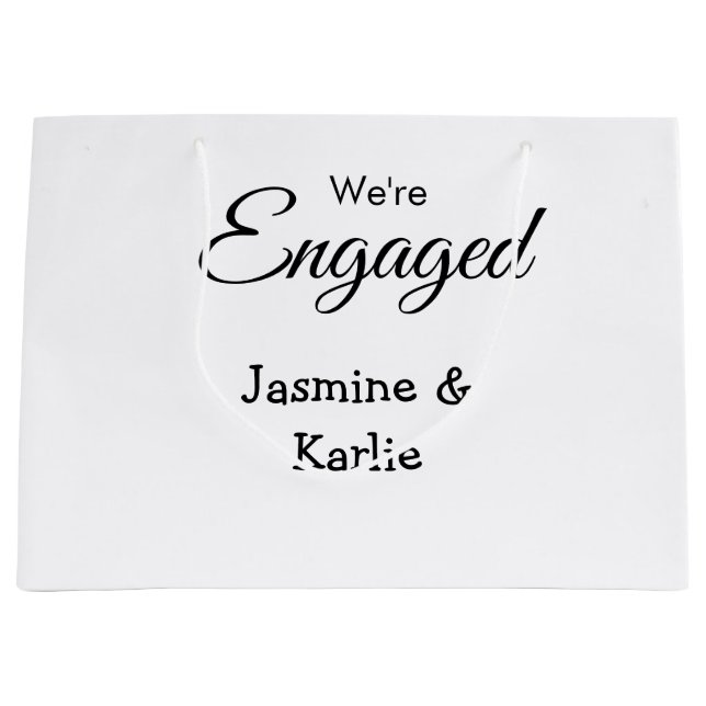 We are engaged couple name romantic stylish simple große geschenktüte (Vorderseite)