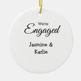 We are engaged couple name romantic stylish simple keramik ornament