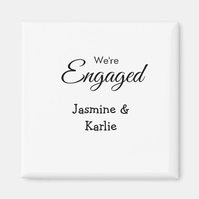 We are engaged couple name romantic stylish simple magnet (Vorne)