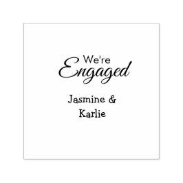 We are engaged couple name romantic stylish simple permastempel