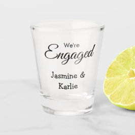 We are engaged couple name romantic stylish simple schnapsglas