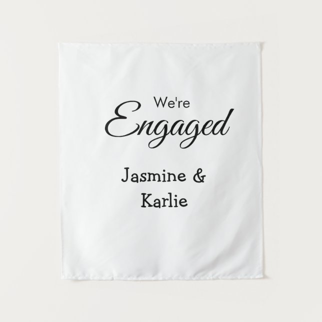 We are engaged couple name romantic stylish simple wandteppich (Vorderseite)