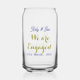 We are Engaged purple gold name date elegant simpl Dosenglas