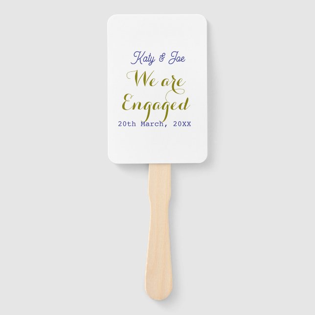 We are Engaged purple gold name date elegant simpl Fächer (Vorderseite)