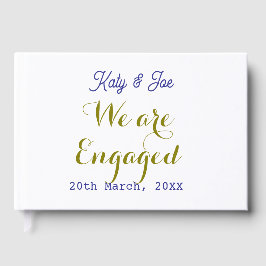 We are Engaged purple gold name date elegant simpl Gästebuch