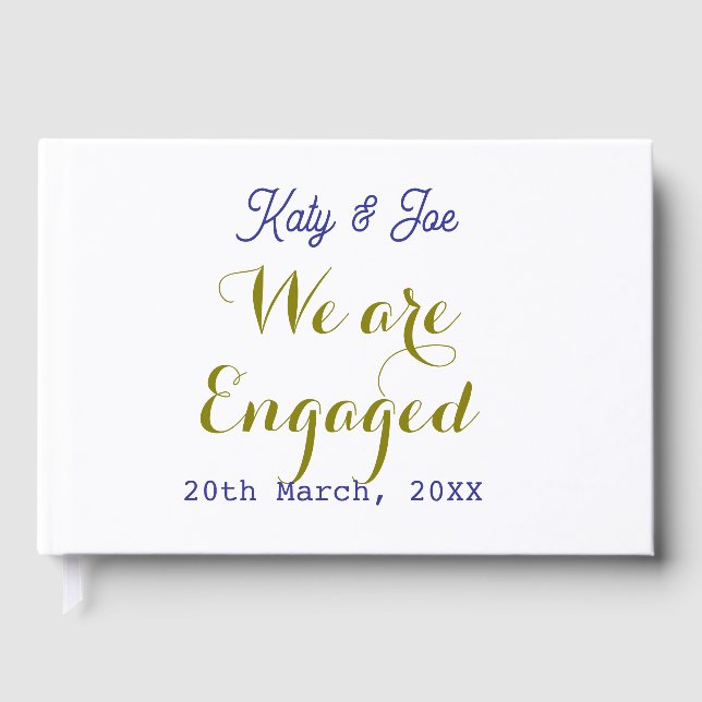 We are Engaged purple gold name date elegant simpl Gästebuch (Vorderseite)