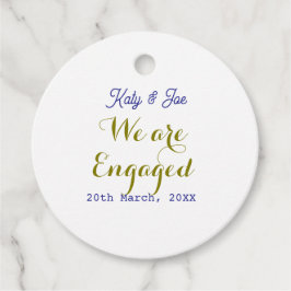 We are Engaged purple gold name date elegant simpl Geschenkanhänger