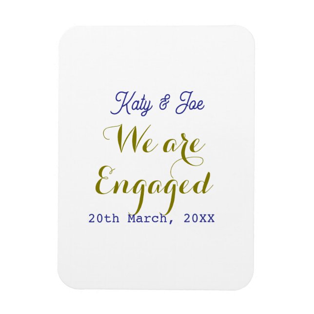 We are Engaged purple gold name date elegant simpl Magnet (Vertikal)