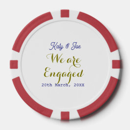 We are Engaged purple gold name date elegant simpl Pokerchips