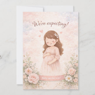 We Are Expecting a Baby Announcement Card Minimal  Einladung