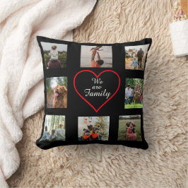 We Are Family Heart  8 Photo Collage Pillow Kissen