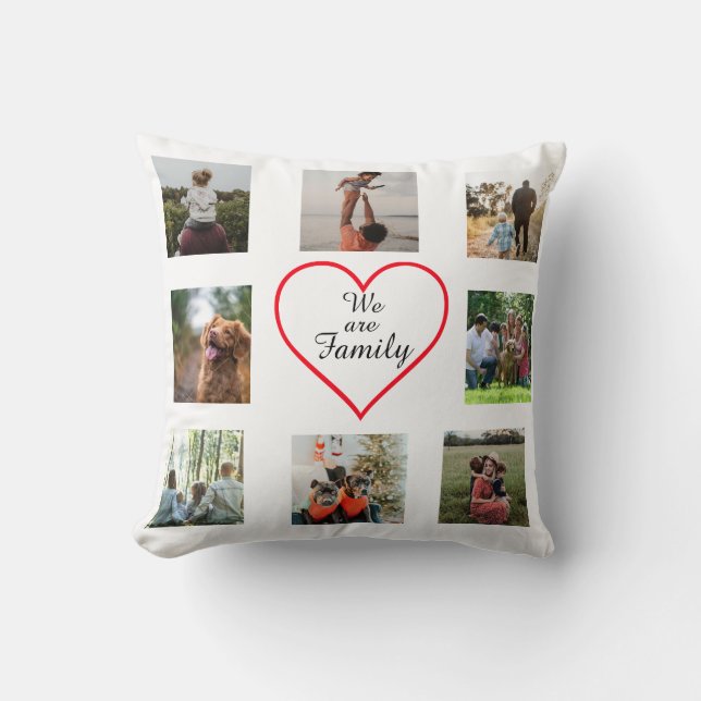 We Are Family Heart  8 Photo Collage Pillow Kissen (Vorderseite)