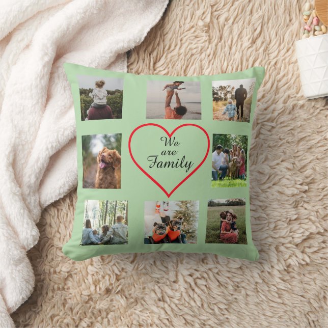 We Are Family Heart  8 Photo Collage Pillow Kissen (Decke)