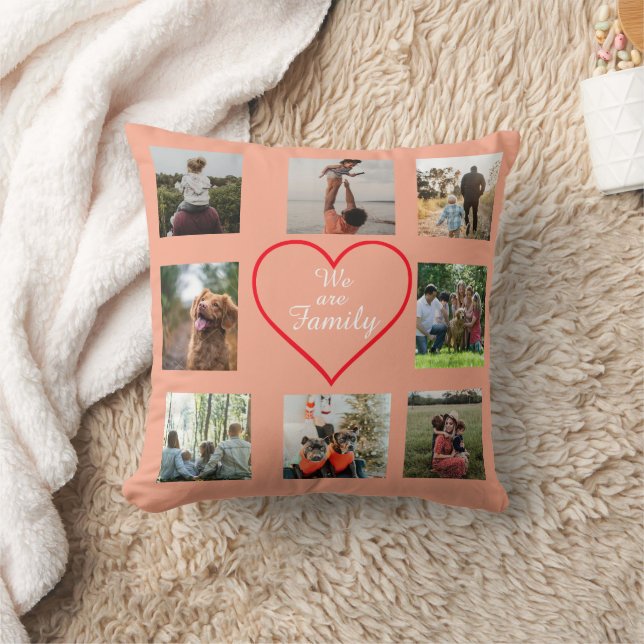 We Are Family Heart  8 Photo Collage Pillow Kissen (Decke)