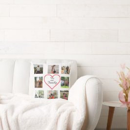 We Are Family Heart  8 Photo Collage Pillow Kissen