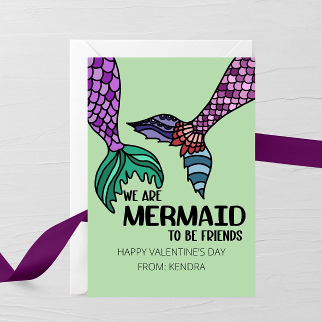 We Are Mermaid to Be Friends Valentine’s Day Card Mitteilungskarte (Von Creator hochgeladen)