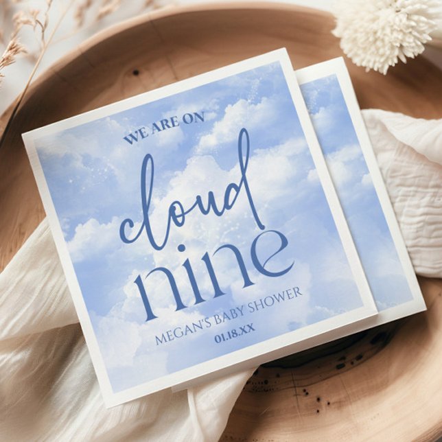 We Are On Cloud Nine Blue Baby Shower Serviette (Von Creator hochgeladen)