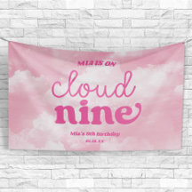 We Are On Cloud Nine Pink 9th Ninth Birthday Party
