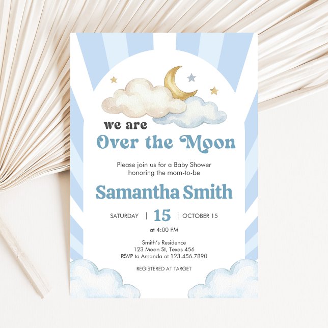 We are Over the Moon Baby Shower Einladung (Over the Moon Baby Shower Inviation)