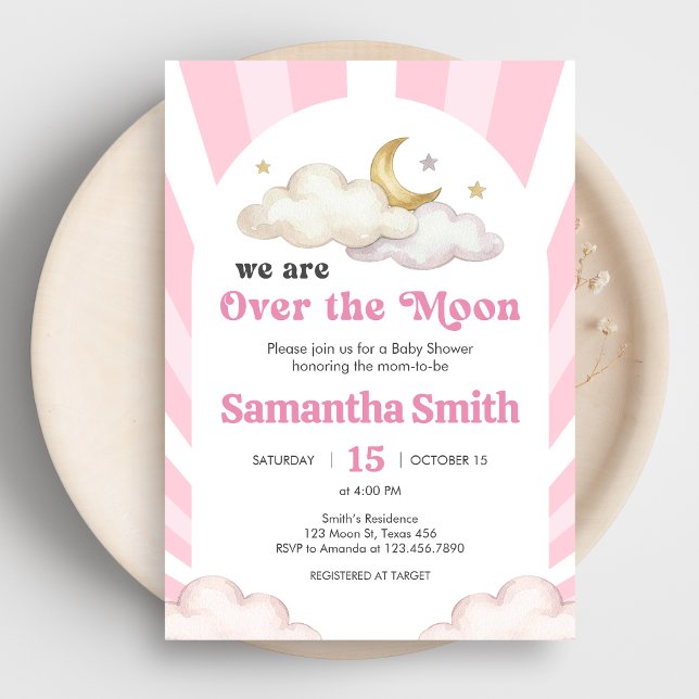 We are Over the Moon Baby Shower Invitation Einladung (Over the Moon Baby Shower Invitation)
