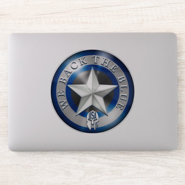 "We Back the Blue" kundenspezifisch geschnitten tr Aufkleber (Computer)