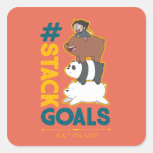 We Bare Bears and Chloe - #StackGoals Quadratischer Aufkleber