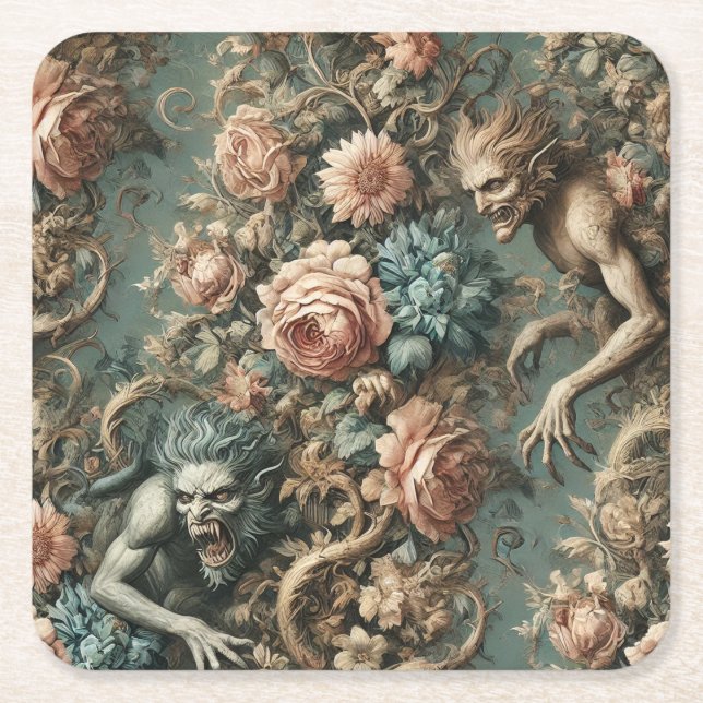 We Beast Tonight – Gothic Victorian Rechteckiger Pappuntersetzer (Vorderseite)