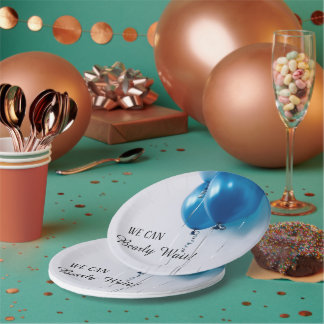 We Can Barely Wait Baby Boy Shower Paper Plate Pappteller